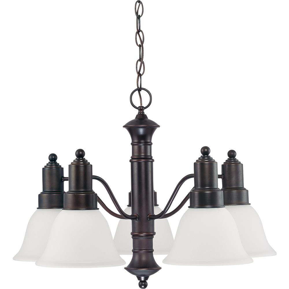 Nuvo Lighting 60/3143  Gotham - 5 Light 25" Chandelier with Frosted White Glass in Mahogany Bronze Finish